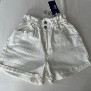 Women's White High-Waisted Shorts